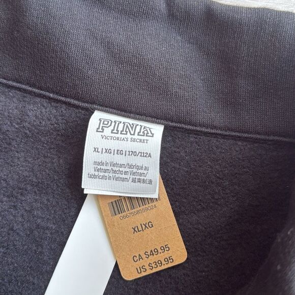 PINK EVERYDAY FLEECE POLO SWEATSHIRT black nwt XL - Picture 6 of 6